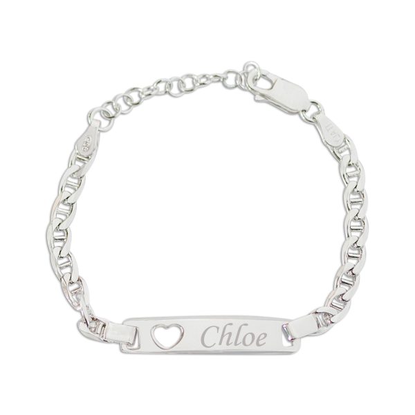 14K Gold-Plated or Sterling Silver I.D. Bracelet for Kids with FREE Engraving-Heart