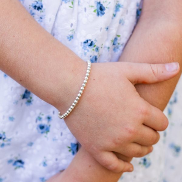 Mom and Me Sterling Silver Dainty 2mm or 3mm Beaded Bracelet