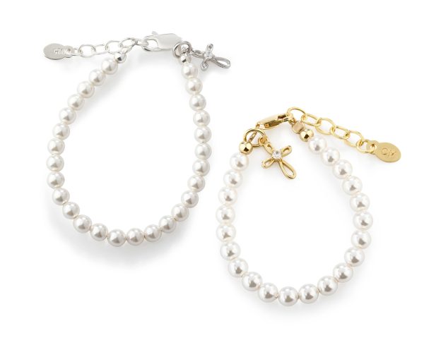 Children’s Simulated Pearl Bracelet with Infinity Faith Cross