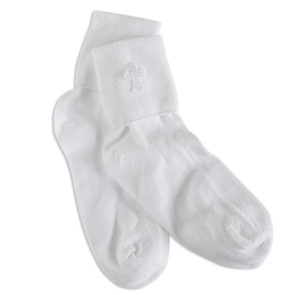 White Unisex Sock with Cross for First Communion