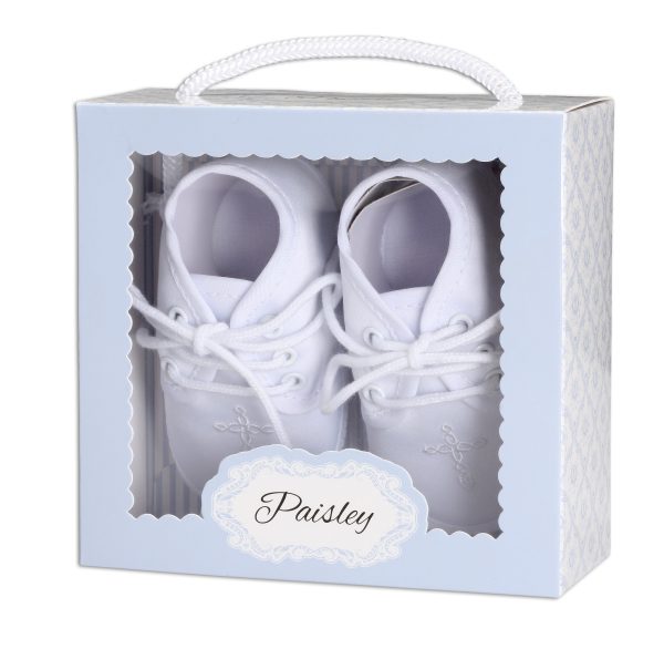 White Boys Baptism Shoe with Cross - Cherished Moments Jewelry