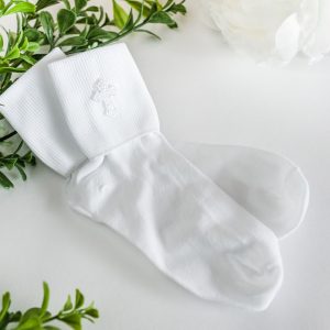 White Unisex Sock with Cross for First Communion