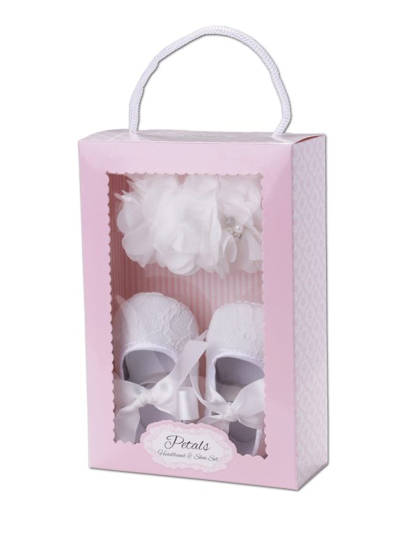 Ivory Lace Baptism Shoe and Headband Set