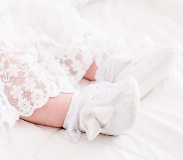 Ivory Lace Baptism Shoe and Headband Set