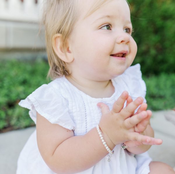Children’s Simulated Pearl Bracelet with Infinity Faith Cross
