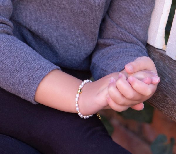 14K Gold-Plated Pearl Heart Bracelet for Babies or Kids
