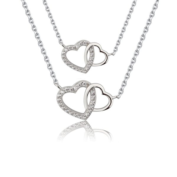 Mom and Me Heart Necklace Set, Two Hearts Entwined Forever