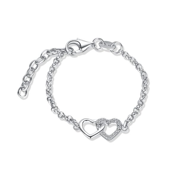 Mom and Me Silver Hearts Bracelet Set