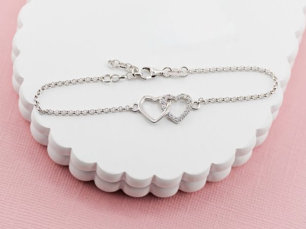 Mom and Me Silver Hearts Bracelet Set