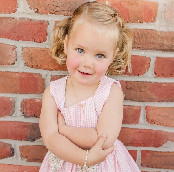 Girl’s Simulated Pink or White Pearl Bracelet with Infinity Cross