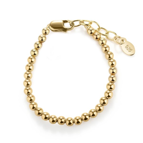 14K Gold-Plated Dainty 2mm or 3mm Beaded Bracelet for Babies, Girls, Teens, and Women