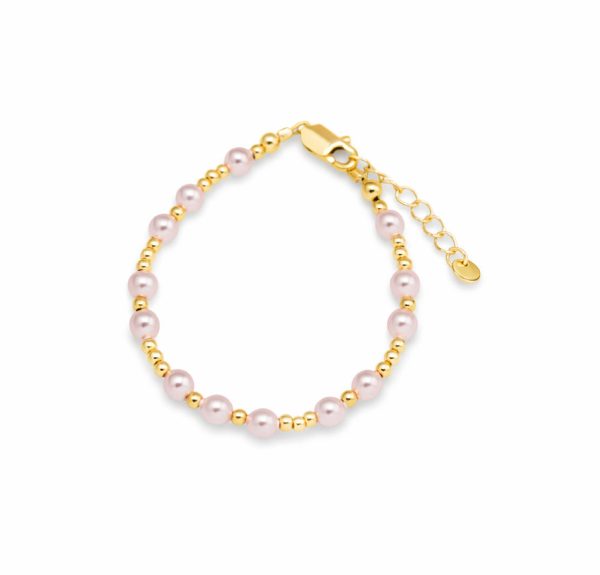Maya – 14K Gold-Plated Pink Pearl Gold Beaded Bracelet for Children