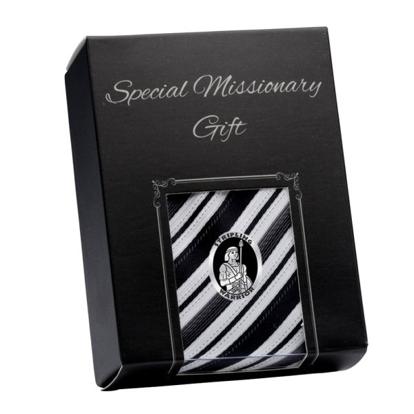 LDS Missionary Tie w/Stripling Warrior Pin (Black Stripe)