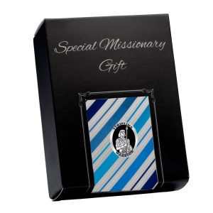 LDS Missionary Tie w/Stripling Warrior Pin (Blue Stripe)