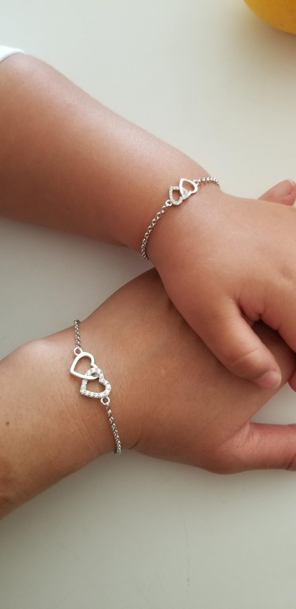Mom and Me Bracelet Set – Double Hearts Gold-Plated/Sterling Silver