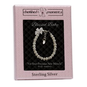 Sterling Silver New Arrival Baby High-End Austrian Simulated Pearl Bracelet Infant Newborn Gift - Cherished Moments Jewelry