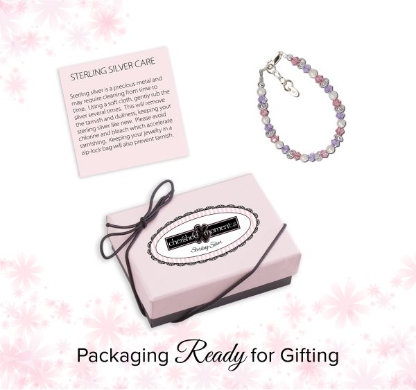 Sterling Silver Bracelet with Purple and Pink Accents for Kids