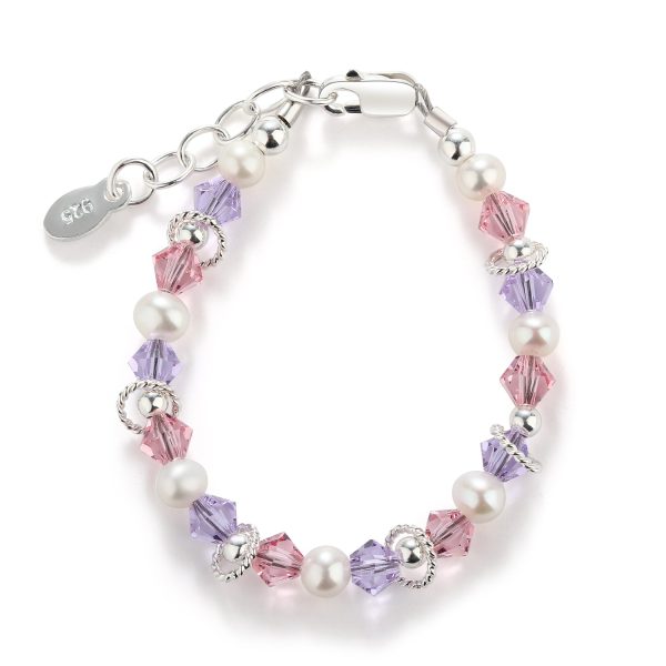 Sterling Silver Bracelet with Purple and Pink Accents for Kids