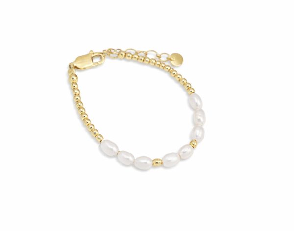 Nova – 14K Gold-Plated Freshwater Pearl Gold Beaded Bracelet for Little Girls, Teens and Women