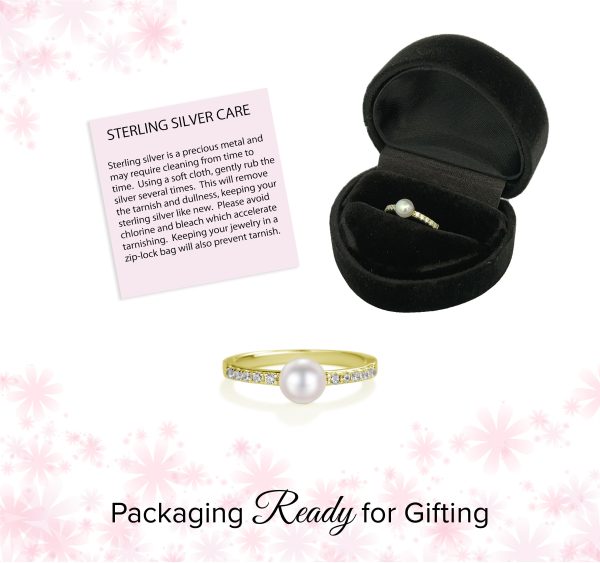14K Gold-Plated Pearl Baby Ring with CZs for Kids