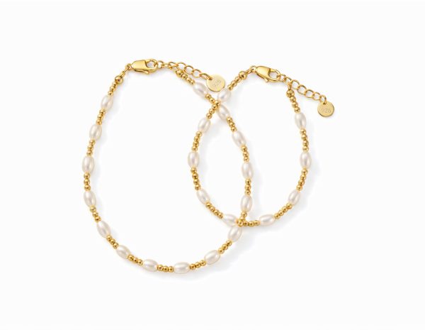 Mom and Me 14K Gold-Plated Freshwater Pearl Gold Beaded Bracelet