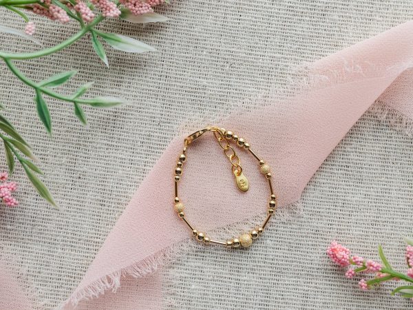 14K Gold-Plated Stardust Bead Keepsake Bracelet | Baby, Child & Mom Matching Jewelry