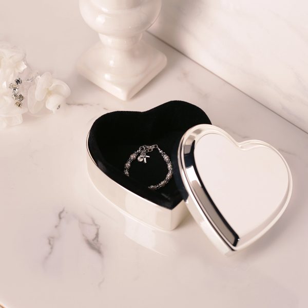 Custom Gold or Silver Heart Jewelry or Keepsake Box with Personalized Engraving