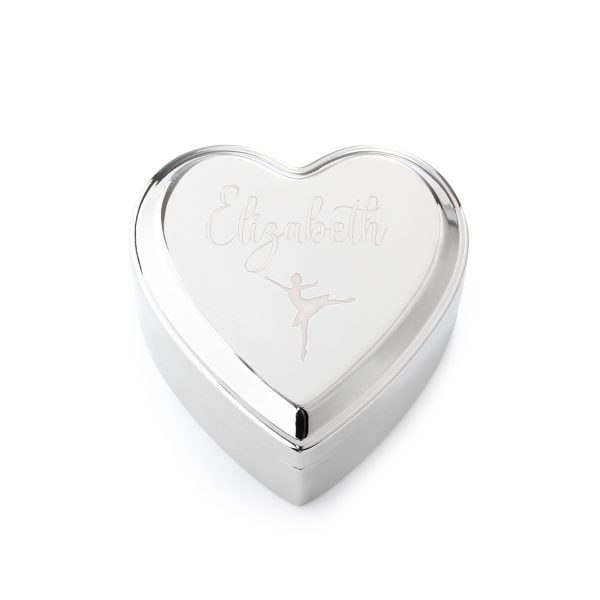 Custom Silver or Gold Heart Dance Jewelry Box with Engraving for Girls
