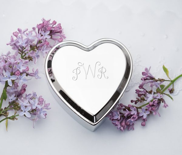 Custom Gold or Silver Heart Jewelry or Keepsake Box with Personalized Engraving