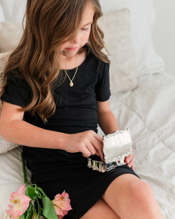 Custom Gold or Silver Rectangle Jewelry Box with Personalized Engraving