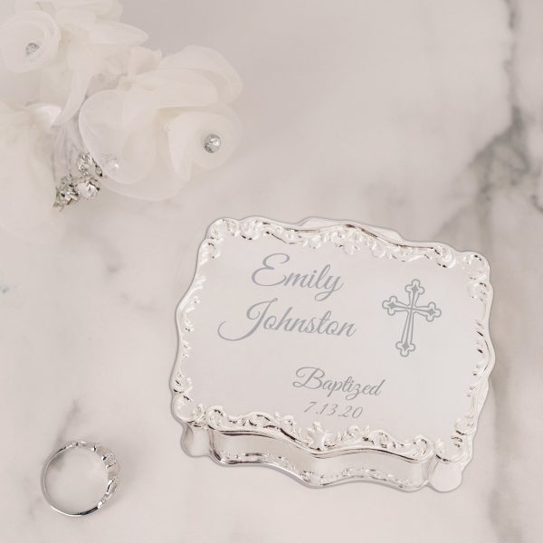 Custom Gold or Silver Rectangle Jewelry Box with Personalized Engraving