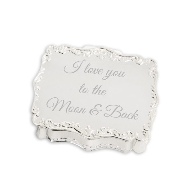 Custom Gold or Silver Rectangle Jewelry Box with Personalized Engraving
