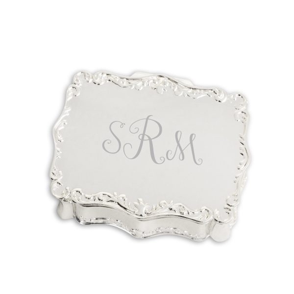 Custom Gold or Silver Rectangle Jewelry Box with Personalized Engraving