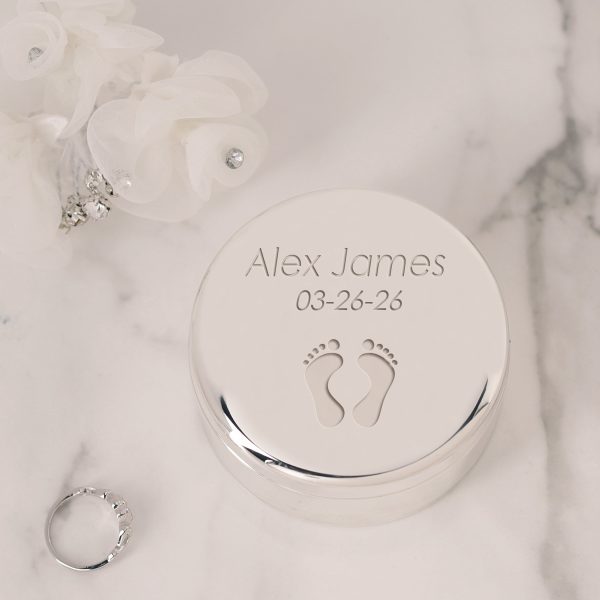 Custom Boy’s or Girl’s Round Keepsake or Jewelry Box with Personalized Engraving