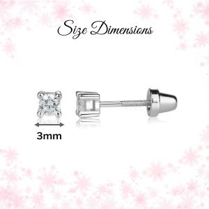 Sterling Silver Kid’s Clear CZ Stud Earrings