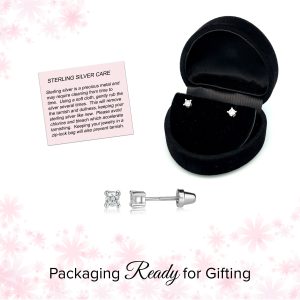 Sterling Silver Kid's Clear CZ Stud Earrings - Cherished Moments Jewelry