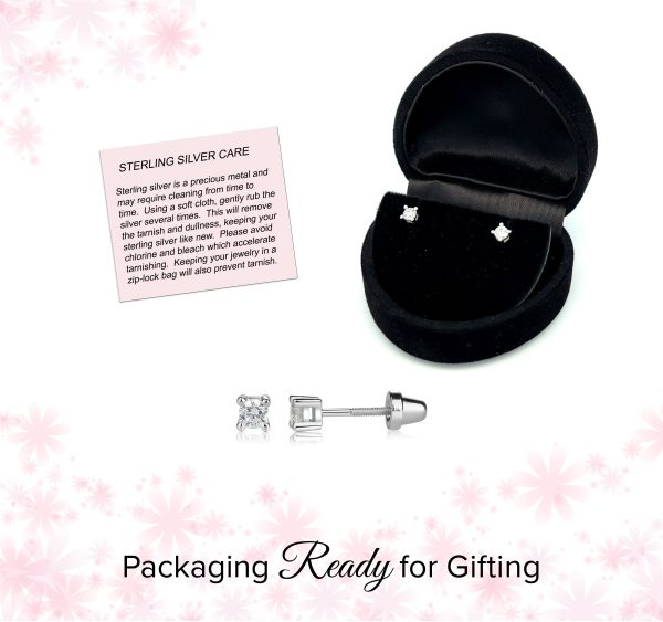 Sterling Silver Kid's Clear CZ Stud Earrings - Cherished Moments Jewelry