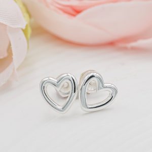Sterling Silver Children’s Hollow Heart Earrings