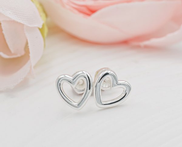 Sterling Silver Children’s Hollow Heart Earrings