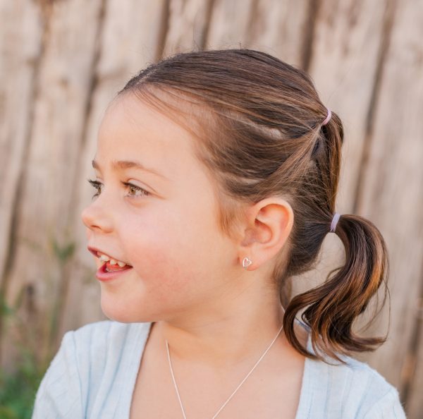 Sterling Silver Children’s Hollow Heart Earrings