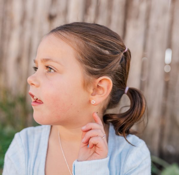 Sterling Silver Children’s Hollow Heart Earrings