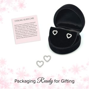 Sterling Silver Heart Earrings with CZs and Screw Backs for Kids