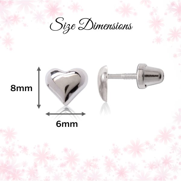 Sterling Silver Puff Heart Earrings with Screw Backs