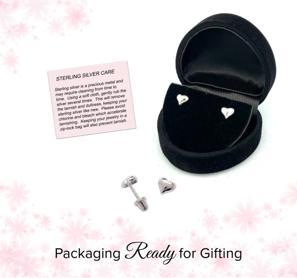 Sterling Silver Puff Heart Earrings with Screw Backs - Cherished Moments Jewelry
