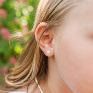 Sterling Silver Child’s White Freshwater Pearl Earrings