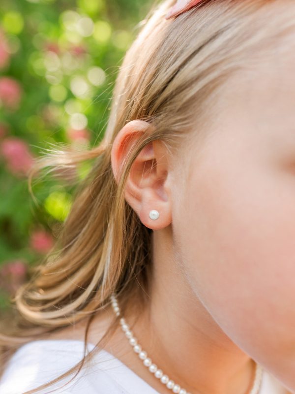 Sterling Silver Child’s White Freshwater Pearl Earrings