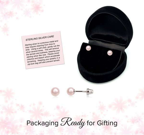 Sterling Silver Child's Pink High-End Simulated Pearl Screw Back Earrings - Cherished Moments Jewelry