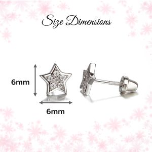 Sterling Silver Kid’s Star CZ Screw-Back Earrings