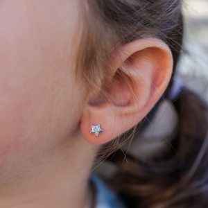 Sterling Silver Kid’s Star CZ Screw-Back Earrings