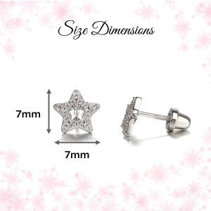 Sterling Silver Kid’s Hollow Star CZ Screw-Back Earrings